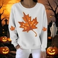 thumbnail image 5 of Yanchicy Spooky Season Sweatshirt Pullover for Women Crew Neck Maple Leaves Graphic Soft Lightweight Thin Fleece Loose Fall Halloween Clothes Long Sleeve Tops, 5 of 6