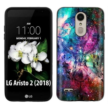 

[NakedShield] LG Zone 4/Fortune 2/Aristo 2/Tribute Dynasty/Risio 3/K8[K8 Plus] 2018 [Black] Ultra Slim TPU Phone Cover Case [Rainbow Dream Catcher Print]