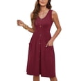 thumbnail image 3 of OutfitShow Women Summer Dresses V Neck Sleeveless Casual Flowy Sundresses Button Floral Midi Dress with Pockets, 3 of 7