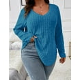 thumbnail image 5 of Women Plus Top 5XL Sweater Top Tunic Top Pullover Lady Top Long Sleeve Daily V-neck Autumn Daily Sweater Top Loungewear Striped Cogild, 5 of 5