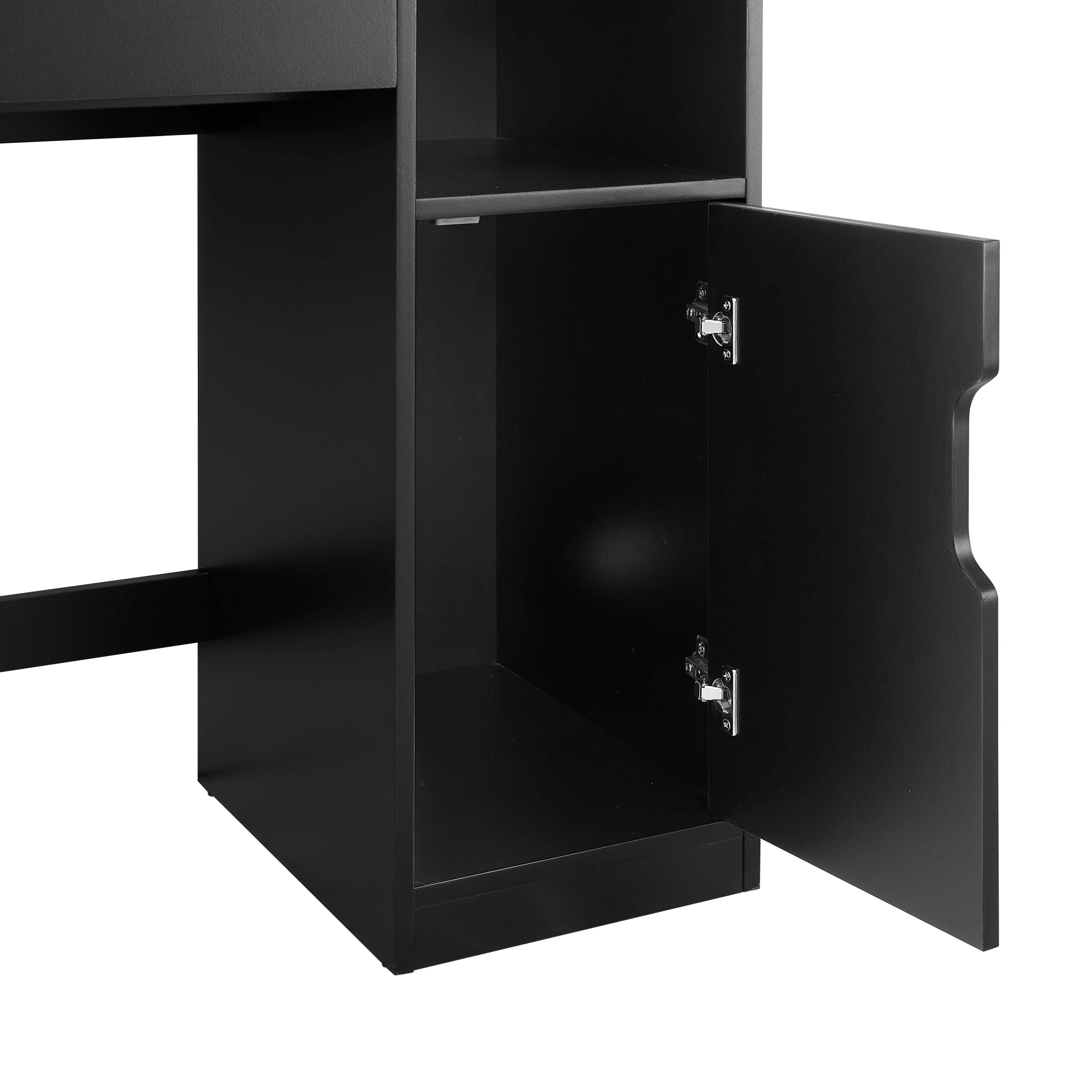 Mainstays Get Ready with Me GRWM Right Vanity Table with Lighted Mirror and Storage, Black Finish