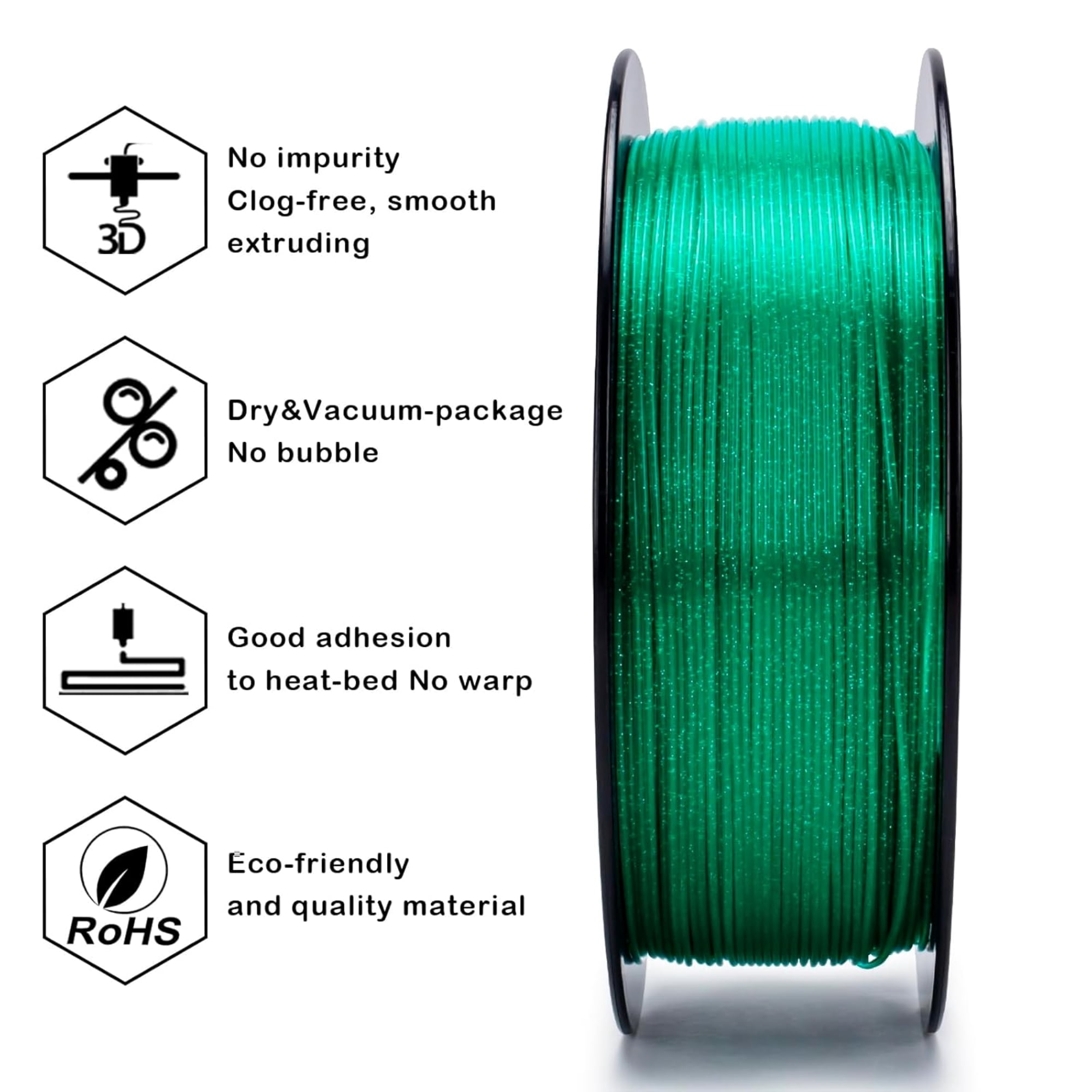 Ziro 3D Twinkling PLA Filament 1.75mm 1kg, Green