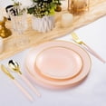 thumbnail image 4 of Bestluck 100PCS Pink Gold Plastic Plates, Pink Disposable Plates for Party, Wedding and Graduation, Include 50 Dinner Plates, 50 Dessert Plates for 50 Guests, 4 of 7