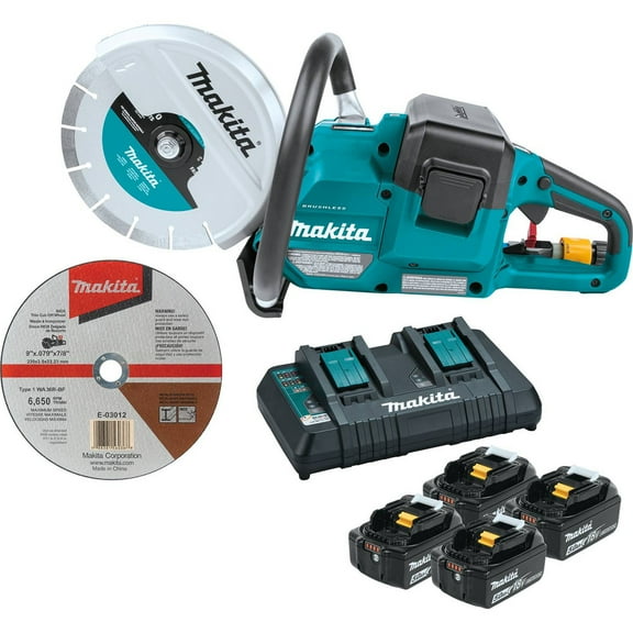 Makita XEC01PT1 18V X2 (36V) LXT Lithium-Ion Brushless Cordless 9" Power Cutter Kit, with AFT, 4 Batteries (5.0 Ah)