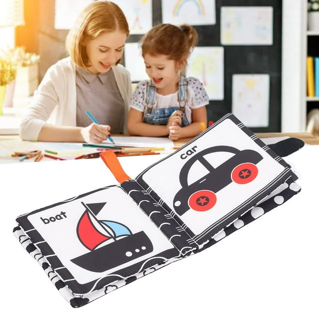 Infant , Black And White Develops Cognitive Skills Tear Soft Baby Book For Preschool Learning Toy Number,Letters,Transportation