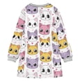 thumbnail image 6 of Girls' long-sleeved dress Cute Cat and Love Girls' A-line dress with ribbed cuffs Soft and comfortable, 6 of 6