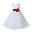 thumbnail image 2 of Ekidsbridal Girl Bridesmiad Flower Girl Dress - White Satin Tulle with Tiebow 829T-A (Size: S-12), 2 of 3