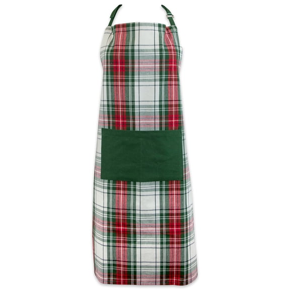 DII Modern Style 100 Percent Cotton Christmas Plaid Chef Apron in Multi-Color