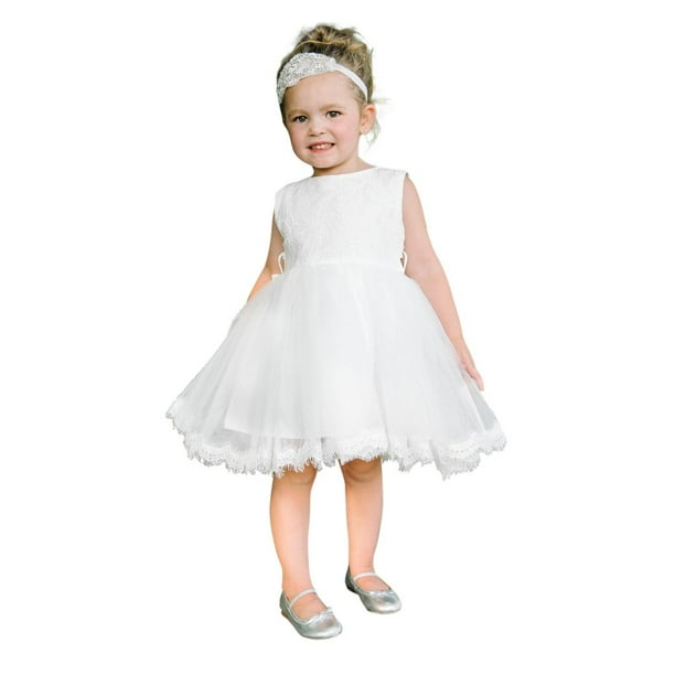 Think Pink Bows Think Pink Bows Girls Off White Lace Charlotte Flower Girl Dress Walmart Com Walmart Com