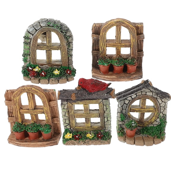 5-Piece Mini Garden Window Ornaments Set, Home Decor Accessories for Indoor and Outdoor Window Garden Decoration