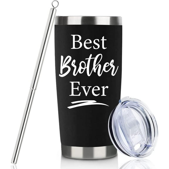 Brother Gifts From Sister Birthday Gift For Brother 20oz Black Best Brother Ever Tumbler Brother Birthday Gifts From Sister Gifts For Brother Christmas Bday Presents Travel Cup With Lid Straw