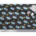 thumbnail image 2 of Soimoi Black Cotton Voile Fabric Star,Cloud & Sleepy Girl Printed Craft Fabric by the Yard 42 Inch Wide, 2 of 3