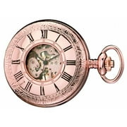 Charles-Hubert Paris Men's Charles Hubert Versil Rose Gold Finish Brass Window Cover Pocket Watch