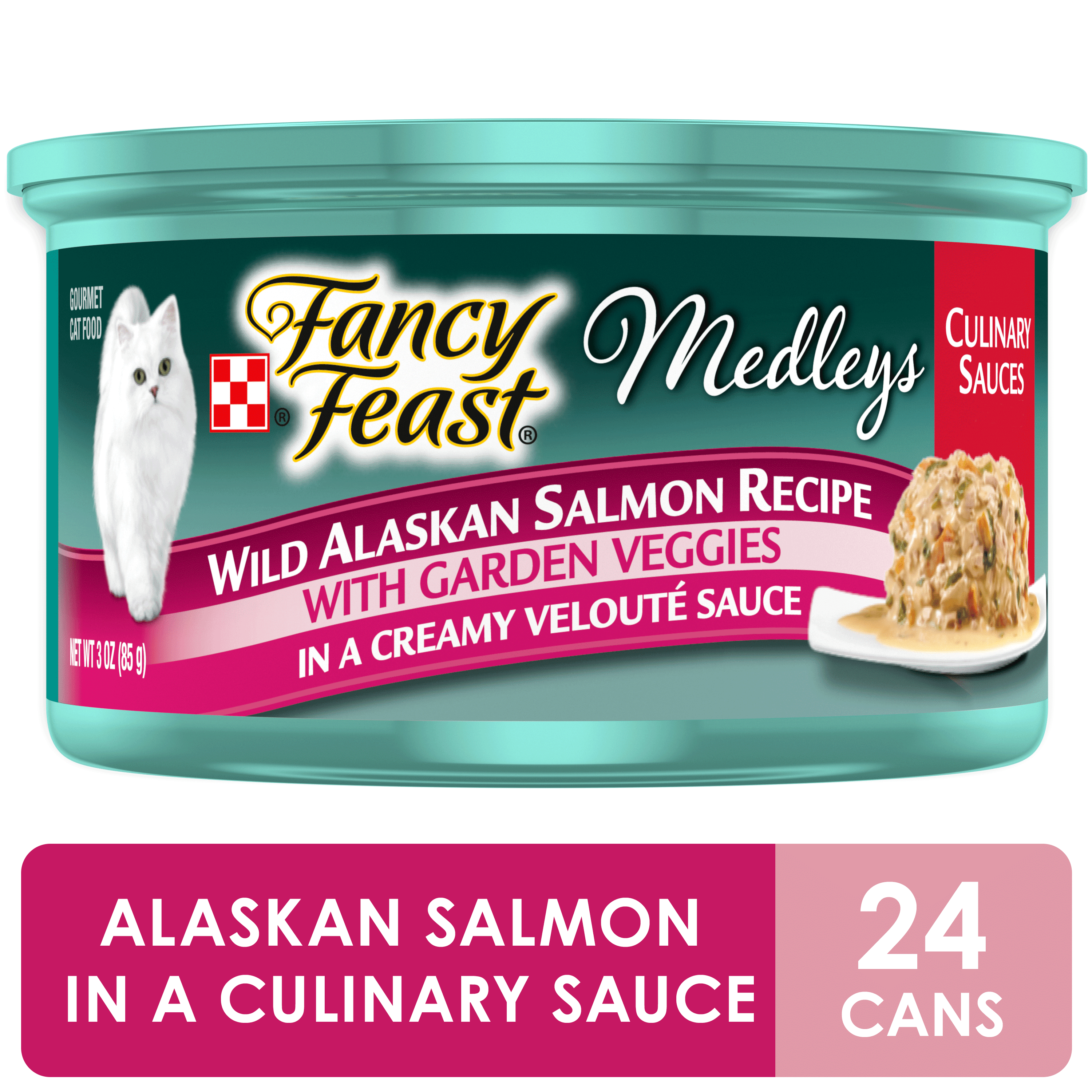 (24 Pack) Fancy Feast High Protein Wet Cat Food Medleys Wild Alaskan