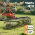 thumbnail image 3 of Jocisland 3 Point Tow Behind Rake, 60" Adjustable Angle with 32 Steel Tines, Lawn Dethatcher Landscape Rake with Attachments for Field, Pasture, Yard Cleanup, 3 of 9