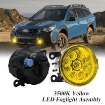 Pair Round LED Fog Lights for Subaru Outback 2011-2024, 55W 3500K Amber Yellow Off-Road Lamps Black Front Bumper LED Fog Lights