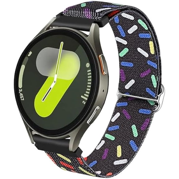 Bands Compatible with Samsung Galaxy Watch 7 / FE / 6/6 Classic / 5/5 Pro / 4/4 Classic / 3 41mm, 20mm Rainbow-dot Elastic Nylon Loop Replacement Strap for Huawei GT3 / GT2 42mm