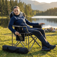 thumbnail image 4 of Atilioo Folding Camping Chair with Cup Holder & Cooler Bag, Portable Steel Frame Heavy Duty Padded Chair for Outdoor Garden Beach Fishing, Black, 4 of 10