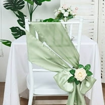 BalsaCircle 50 Sage Green Satin Chair Sashes Bows Ties Wedding Chair Covers Banquet