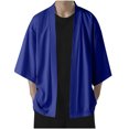 thumbnail image 2 of BADHUB Men's Sun Protection Cardigan Big and Tall Ice Silk Lightweight Front Open Cape Jacket Blue, 2 of 8