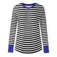 thumbnail image 4 of Tunic Tops for Women Loose Fit Dressy, Comdrip Women's Striped Tops Casual Tunic Tops Long Sleeve Thumb Hole Shirts Basic Shirts Women Fall Clothes Black L, 4 of 4
