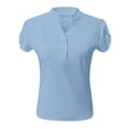thumbnail image 4 of kamemir Women's Dressy Casual Tops Business Work Blouses White Button Down Shirts Cap Sleeve V Neck Tshirt(BU2,L), 4 of 5