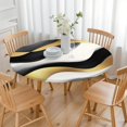 thumbnail image 3 of Black White Marble Gold Wave Pattern Round Fitted Tablecloth with Elastic Edge,Dining Table Cover Waterproof,Outdoor Round Tablecloth for Camping,Dining,Indoor and Outdoor, 3 of 7