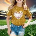 thumbnail image 2 of CONZONE Toddler Baby Girls Short Sleeve T Shirts Glitter Sequin Graphic Tee Shirt for Girls Crew Neck Soft Loose Childrens Spring Tops, 2 of 4