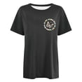 thumbnail image 4 of Women Summer Tops Women's Casual Loose Letter Print Crew Neck Short Sleeve T Shirt Top Ladies Short Sleeve Jogging Suits Top Tech Sports Tees for Women Junior Leggings Tees V Neck Black L, 4 of 5