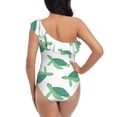 thumbnail image 5 of Rateoe Sea Turtle Pattern Women One Piece Swimsuits Tummy Control One Shoulder Bathing Suits Ruffle Swimwear-XX-Large, 5 of 6
