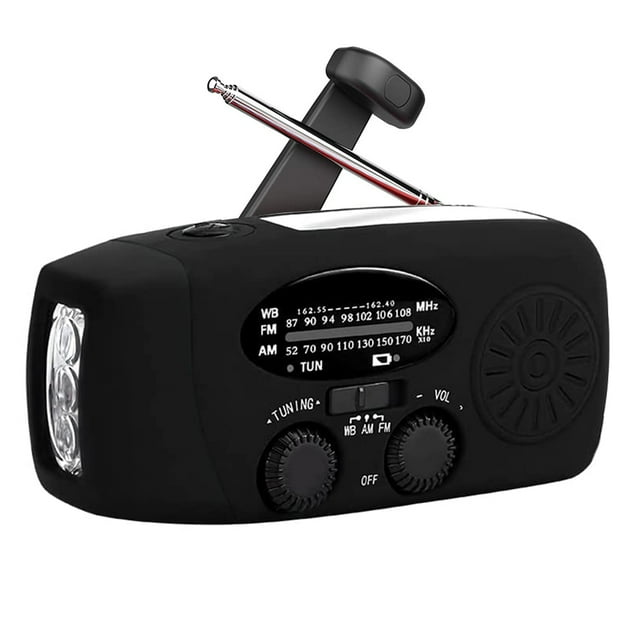 Hand Crank Radio with Flashlight for Emergency, Portable Solar Radios, Self Powered AM/FM NOAA Weather Radio Power Bank Cell Phone Charger, USB Rechargeable