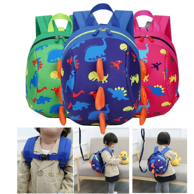 myonly Kids Toddler 3D Cartoon Dinosaur Backpack Green Preschool Cute Bag Anti-Lost bagpack with Safety Leash 