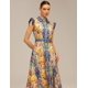 thumbnail image 4 of Vestido Tsukko azul floral de manga corta con cuello redondo y manga corta mini, 4 of 5