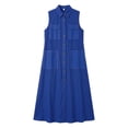 thumbnail image 6 of Admvng Dresses for Women Plus Size Textured Sleeveless Collar Casual Flowy Summer Maxi Shirt Dress, 6 of 7