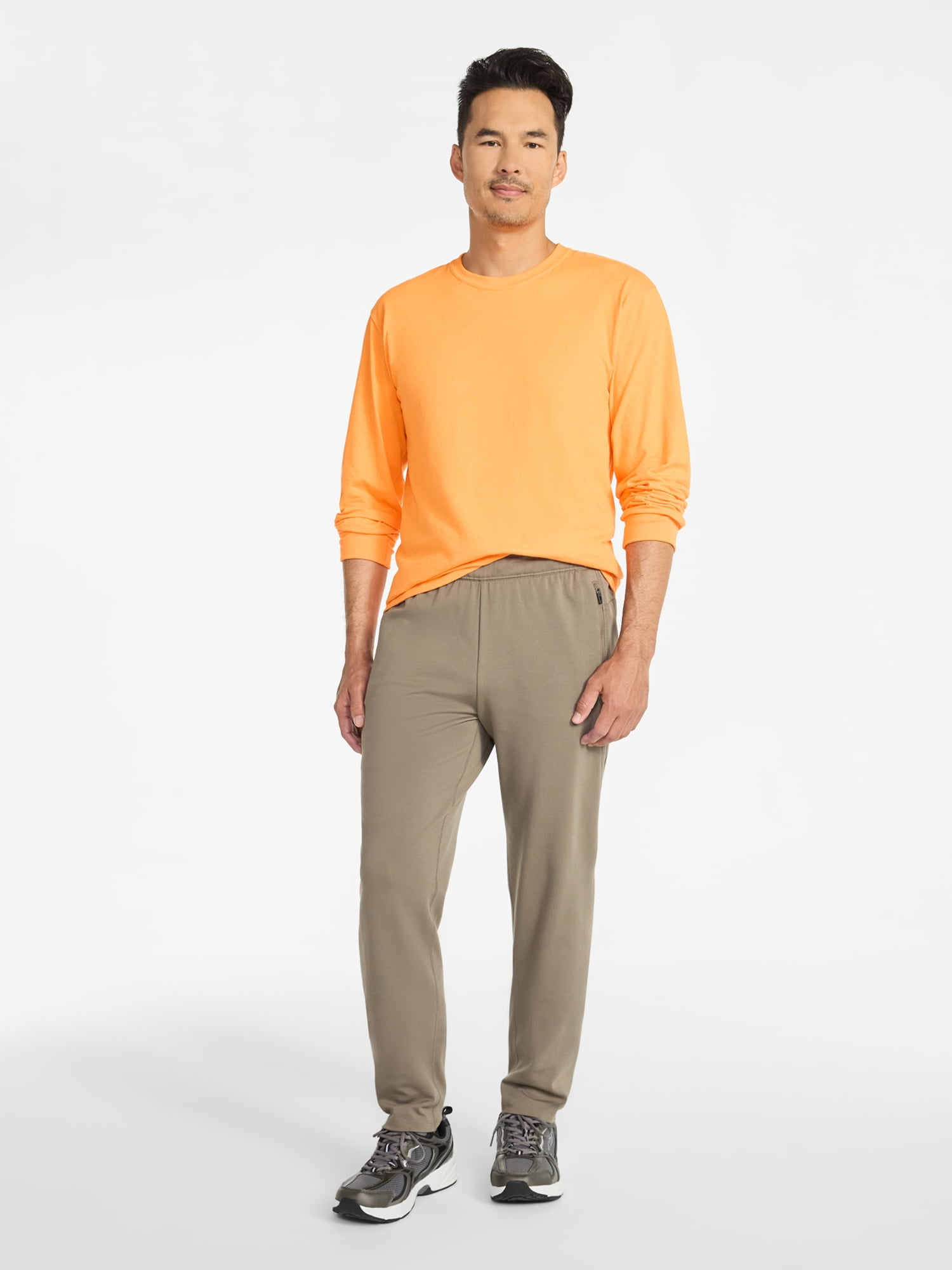 Athletic Works Men's and Big Men's Cotton Tee with Long Sleeves, Sizes S-3XL