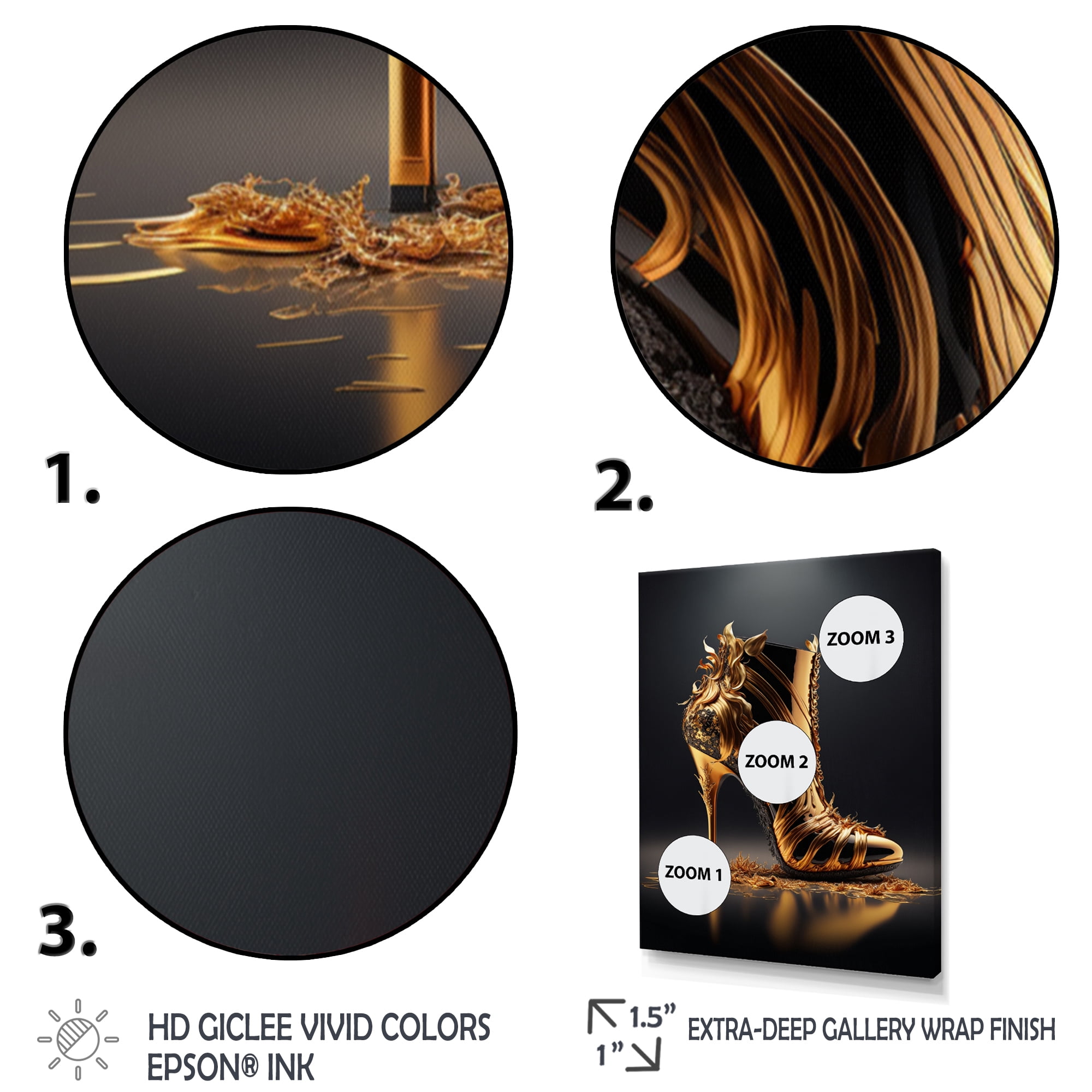 Designart Golden Mechanic High Heel II Canvas Wall Art