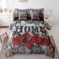 thumbnail image 1 of Valentine's Day 7 Pcs Comforter Set,Romantic Red Roses Butterfly Bedding Set,Vintage Gray Wooden Plank Rustic Farmhouse Bed Set(Comforter+Fitted+Flat Sheet+Pillowcases+Pillow Covers),Full, 1 of 5