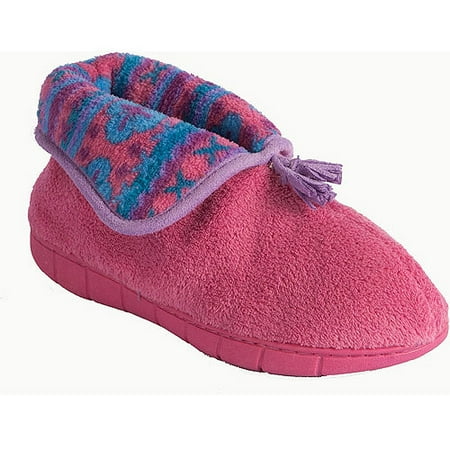 MUK LUKS Flower Fairisle Bootie Slippers