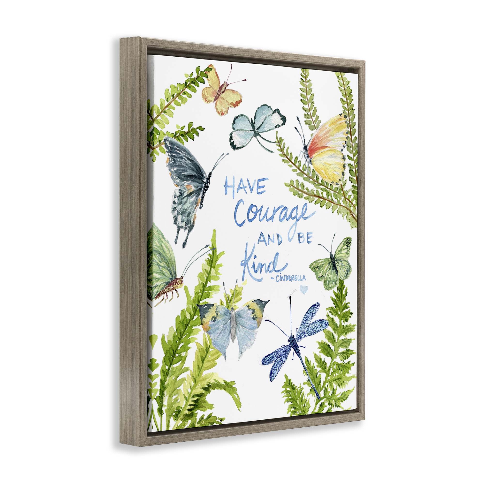 Stupell Industries Courage & Kindness Phrase Animals & Insects Painting Brown Floater Framed Art Print Wall Art, 17 x 21