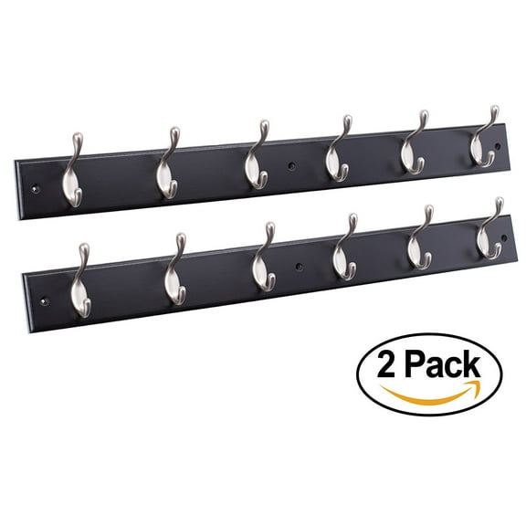 BirdRock Home Hook Coat and Hat Rack - 2 Pack - 6 Hooks - 27"