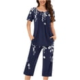 thumbnail image 1 of COM1950s Shorts pour Femmes, Ensembles de Pyjama pour Femmes, Blouse Décontractée à Col Rond Manches Courtes Mode Pantalon Ensemble de Pyjama, Pyjamas pour Femmes, Blouses pour Femmes, Blouses pour Femmes Mode, 1 of 5