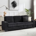 thumbnail image 4 of AENKYO 84" Modern Corduroy 3-Seater Sofa, Compressed Couch with Built-in Cup Holders & Washable Covers, Black, 4 of 8