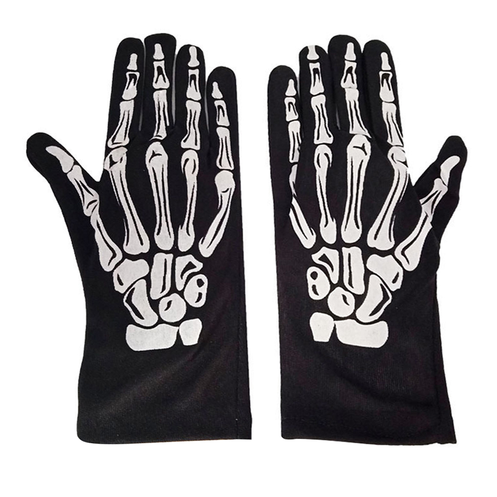 Homemaxs 1 Pair Skeleton Gloves Halloween Costume Gloves Horror Props