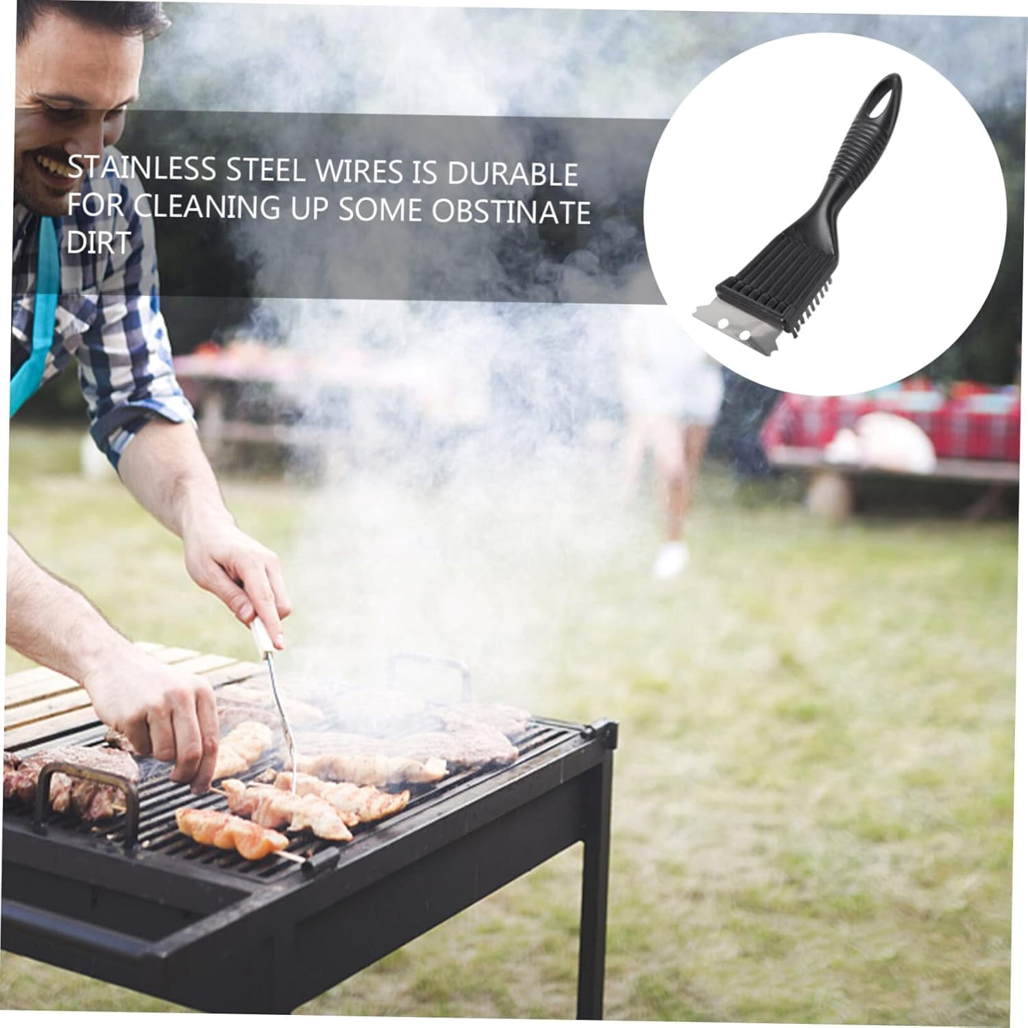 Yankucat BBQ Grill Brush for Outdoor Grill and Scraper, Stainless Steel Cleaning Brush, Gift for Men/Dad BBQ Brush