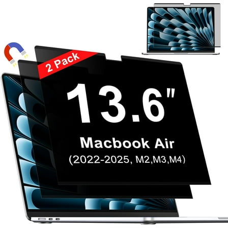 Magnetic Privacy Screen for Macbook Air 13.6 & 13 Inch (2022-2025, M2, M3, M4, Pro, Max), Removable Laptop Screen Privacy Shield, Anti Blue Light Glare Filter for Mac Air 13.6" Laptop Computer