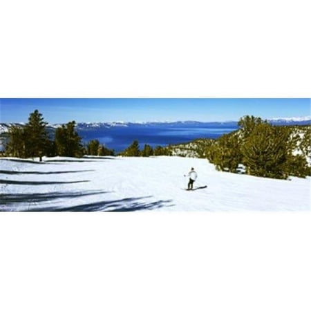 Tourist skiing in a ski resort Heavenly Mountain Resort Lake Tahoe California-Nevada Border USA Poster Print by - 36 x 12