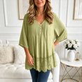 thumbnail image 6 of QGJZVUNL Flowy V Neck T Shirts for Women Fall Clothes Casual Long Sleeve Blouses Business Work Tops Size S, 6 of 8