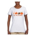 thumbnail image 2 of Wild Bobby Tis' The Season Pumpkin Spice Leaves Football Pumpkins Stars Halloween Women Graphic Tee, White, XX-Large, 2 of 6