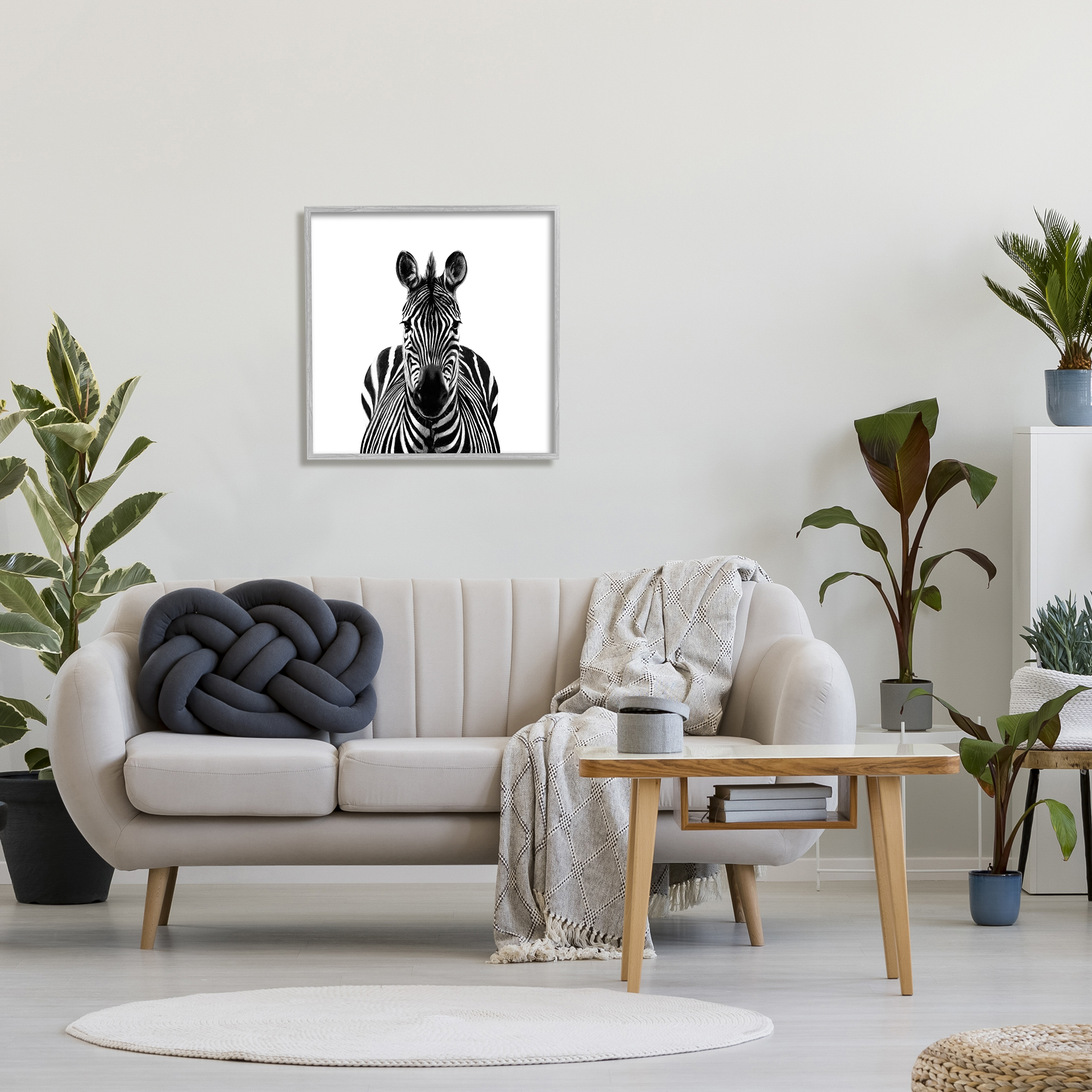 Stupell Industries Realistic Zebra Portrait Minimal Black White Wildlife Illustration, 24 x 24, Design by Victoria Borges