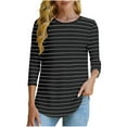 thumbnail image 2 of Sevevn Fashion Women's Casual 1/2 Sleeve Print Ladies Round Neck Tops Blouse Black M Great Gifts for Less, 2 of 7